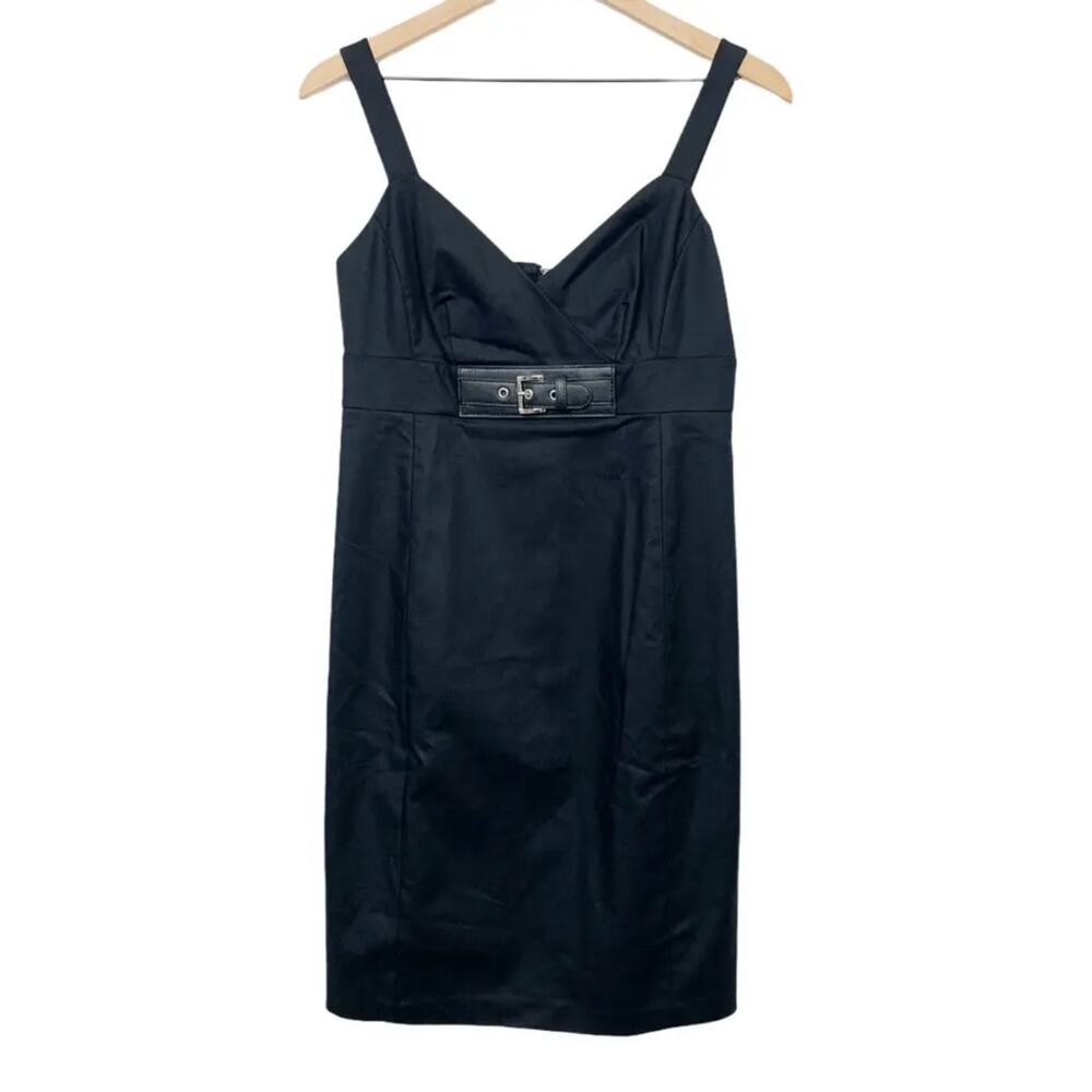 Michael Kors Bodycon Silver Belt Buckle Sexy Little Black Dress Mini Length LBD - Picture 6 of 9